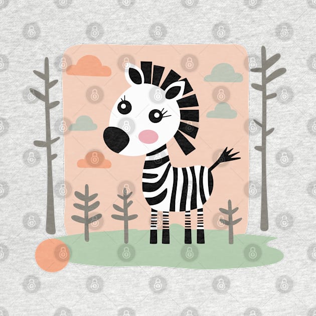 Cute Zebra in the wilderness - baby design by craftydesigns